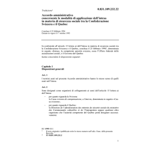 Acc. amm. Quebec, sicurezza sociale