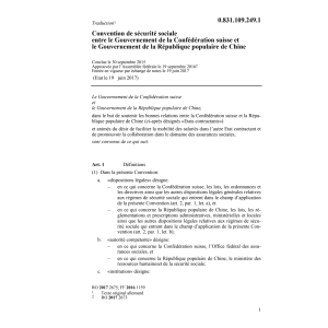 Conv. 30.9.15 CH/Chine sécurité sociale
