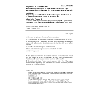 R CE no 883/2004 sécurité sociale