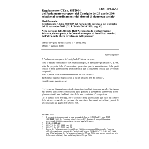 R CE n. 883/2004 sicurezza sociale
