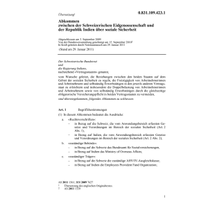 Abk. CH-Indien soziale Sicherheit