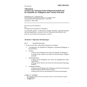 Abk. CH-Philippinen Soziale Sicherheit