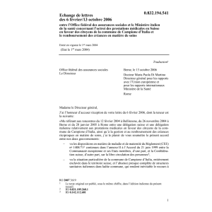 Echange de lettres Campione d'Italia