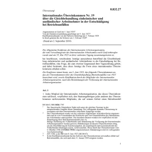Uebereink. Entschädigung Betriebsunfälle