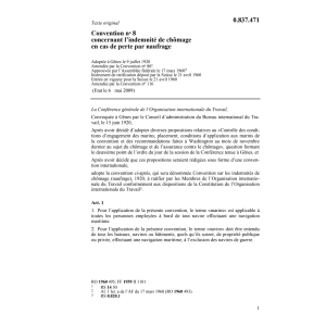 Conv. indemnité/chômage par naufrage