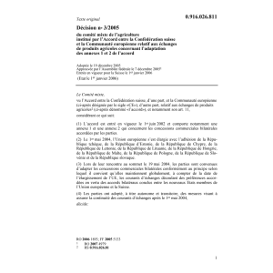 D No 3/2005 échanges produits agricoles