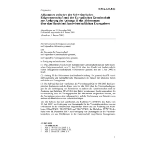 Abk. CH-EU Landw. Erzeugnissse+Anhänge