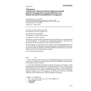 Abk. CH-EG landwirtschaftliche Erzeugn.