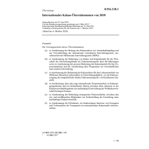 Internat. Kakao-Uebereinkommen von 2010