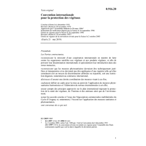 Convention internat. protection végétaux