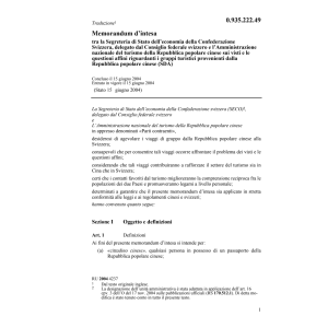 Memorandum d'intesa CH-Cinese visti