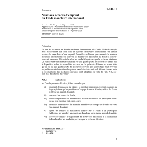 Nouveaux acc. d'emprunt Fonds monétaire