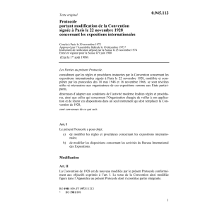 Prot. mod. expositions internationales