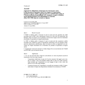 Accord CH-A réciproques réassurance