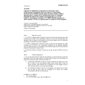Accord garantie l'exportation CH-Seguros