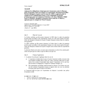 Accord CH-F réciproques réassurance