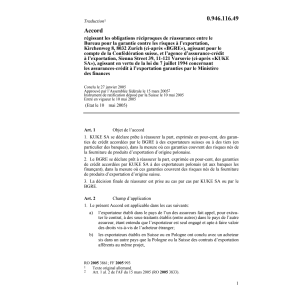 Acc.réciproques réassurance exportation
