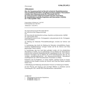 Abk.CH-China technische Handelshemmnisse