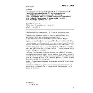 Acc. appareils télécommunication Chine
