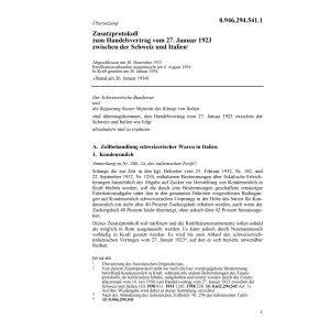 Zusatzprot. Handelsvertrag Italien