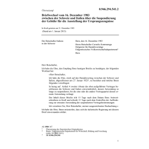 Briefwechsel Italien Ursprungszeugnisse