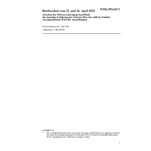 Brief CH-Japan Einfuhr japanischem  Wein