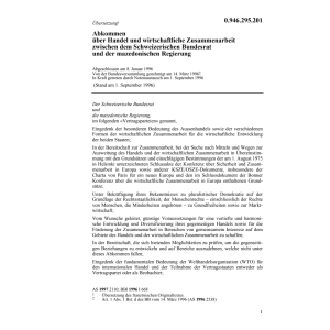Handels-Abk. Schweiz - Mazedonien
