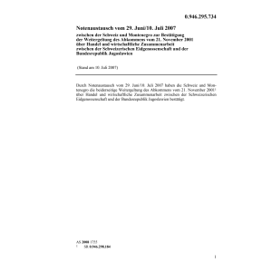 Notenaustausch CH-Montenegro Handel