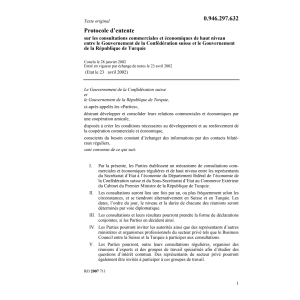 Prot.d'entente CH-Turquie commerciales