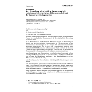 Abk. CH-Jugoslawien Zusammenarbeit
