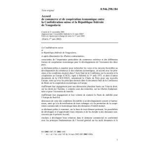 Acc. CH- Yougaslavie coop. économique