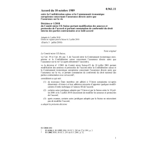 Décision 1/2001 Accord Assurance