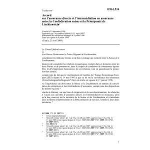 Acc. Liechtenstein sur assurance directe