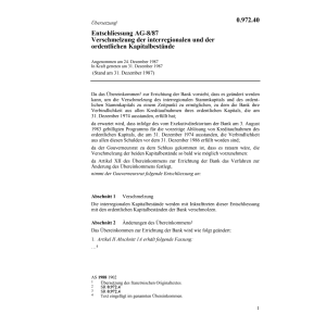 Entschliessung AG-8/87 Kapitalbestände
