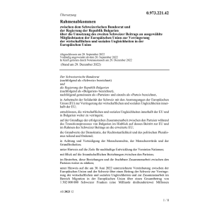 Rahmenabk. Bulgarien Schweizer Beitrag