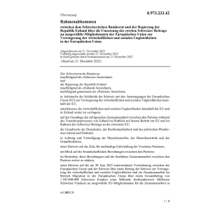 Rahmenabk. Estland Schweizer Beitrag