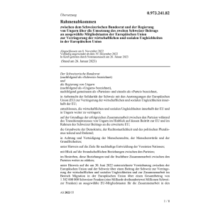Rahmenabkommen Ungarn Schweizer Beitrag