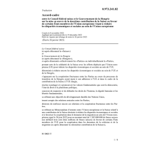 Accord-cadre Hongrie contribution Suisse