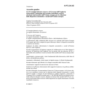 Acc. quadro Ungheria contributo svizzero
