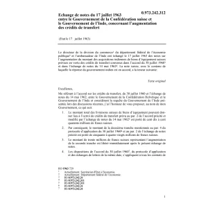 Echange de notes Inde, crédits