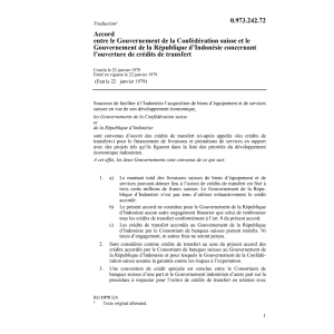 Ac. Indonésie, crédits de transfert