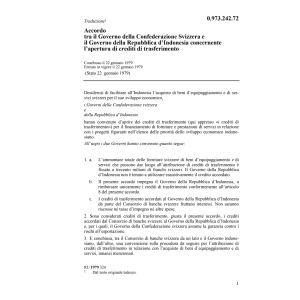 Acc. Indonesia, crediti di trasferimento