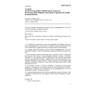 Acc. Malaisia, crediti di trasferimento