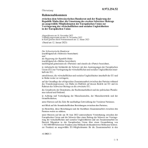 Rahmenabk. Malta Schweizer Beitrag