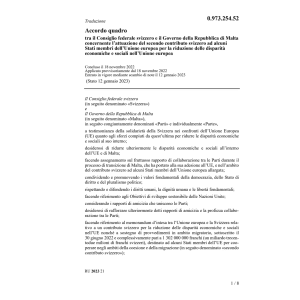 Acc. quadro Malta contributo svizzero