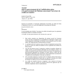 Ac. Pakistan, crédits de transfert