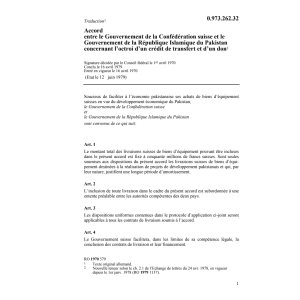 Ac. Pakistan, octroi crédit de transfert