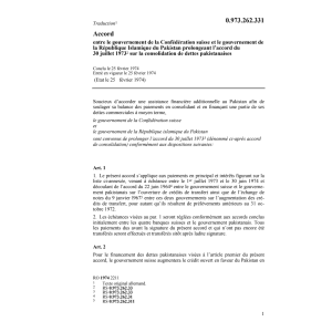 Ac. Pakistan, consolidation de dettes