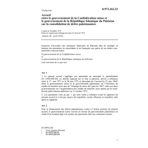 Ac. Pakistan, consolidation de dettes
