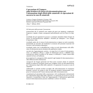 Conv. Tampere effetti delle catastrofi